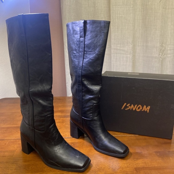 ISNOM Women's Black  Knee High Boots Size 10  NIB - Picture 8 of 16